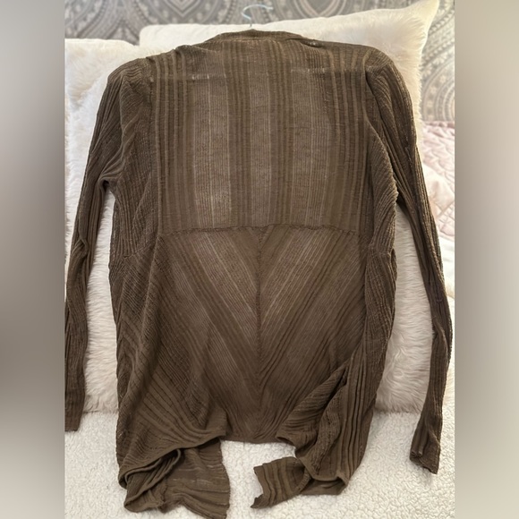Eileen Fisher Dark Gray/Green Sheer Cardigan Size Small - Picture 3 of 3